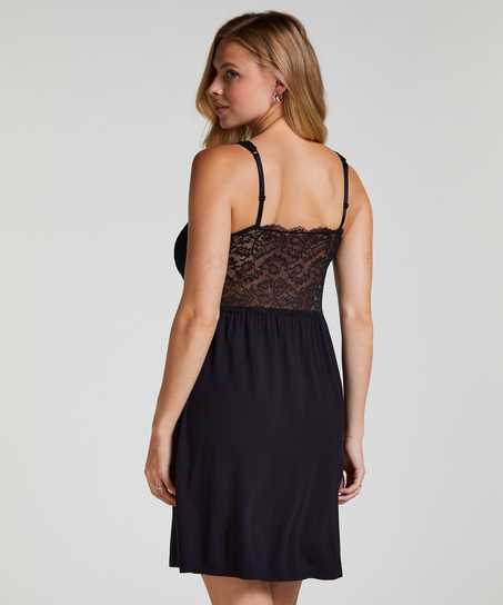 Slipdress Nora Lace, Zwart