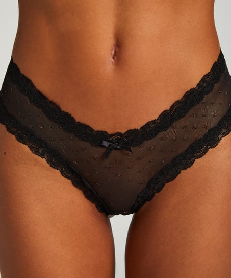 Slip br&eacute;silien V-shape mesh, Noir