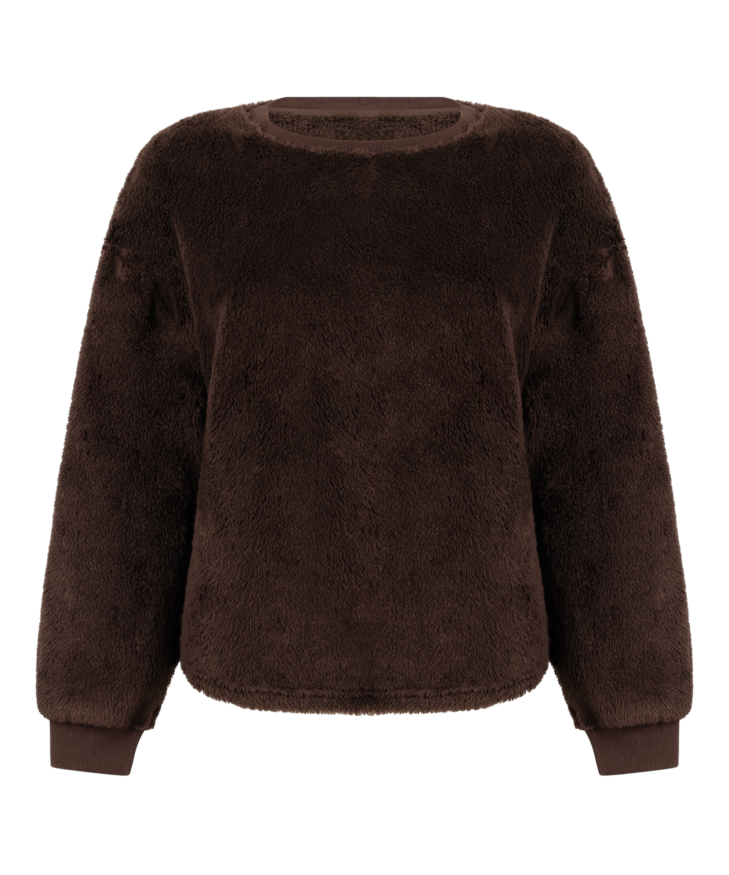 Top met lange mouwen Fluffy Fleece, Bruin, main