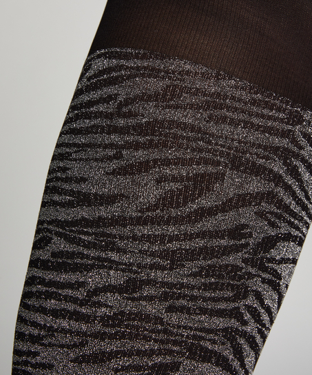 Collants 50 Deniers en lurex Zèbre, Noir