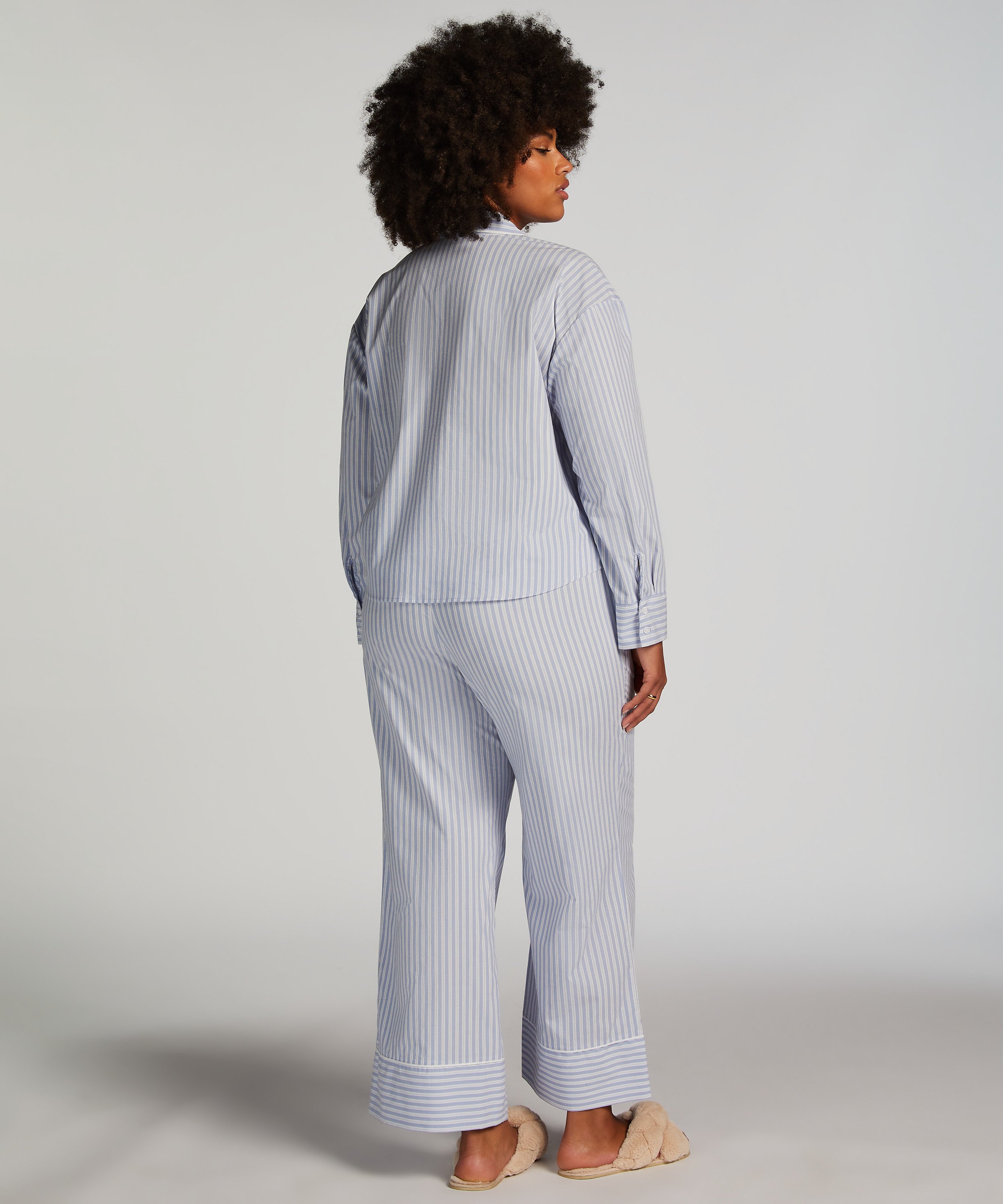 Pantalon de pyjama en Coton, Bleu, main