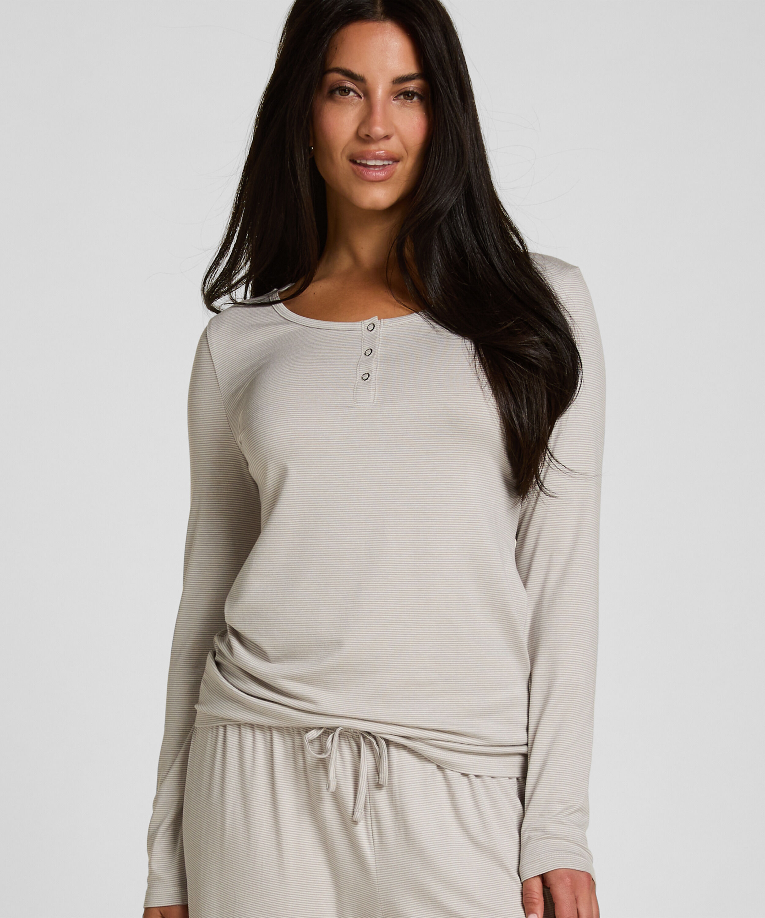 Pyjama Top Thin Stripe, Grijs