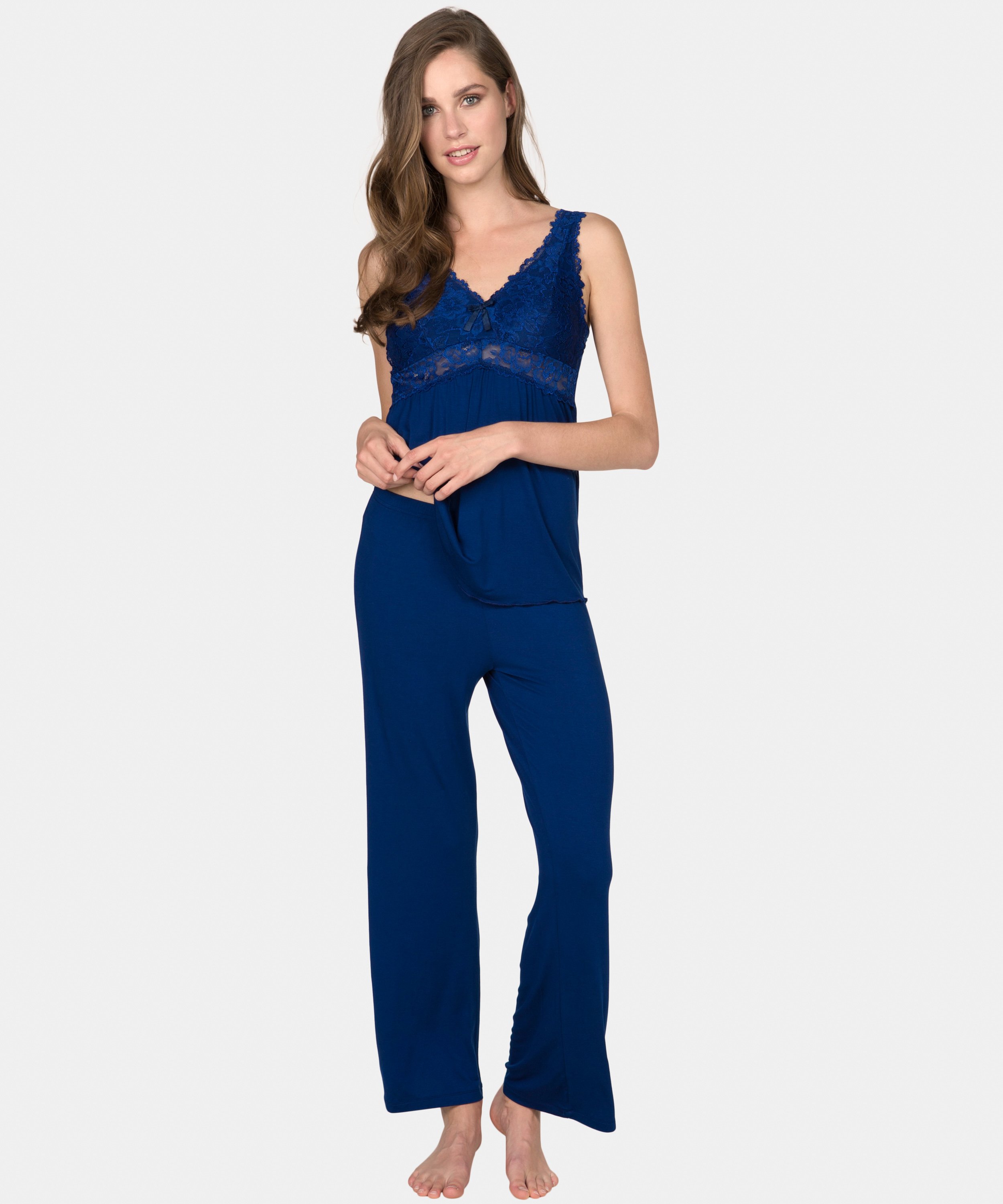 Pyjamaset Modal lace, Bleu, main