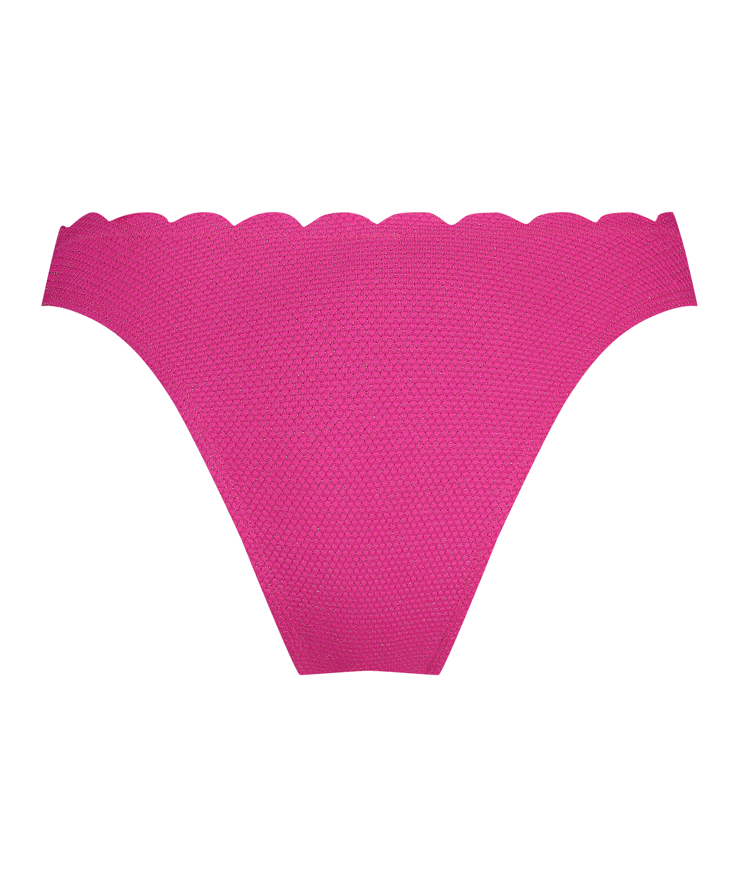 Slip de Bikini Échancrés Lurex Scallop, Rose, main