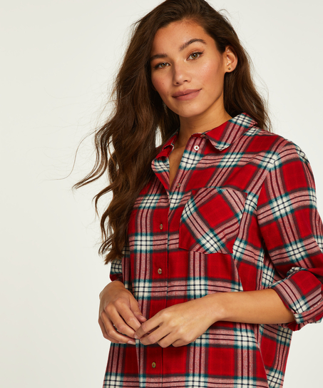 Chemise de nuit Boyfriend Check, Rouge