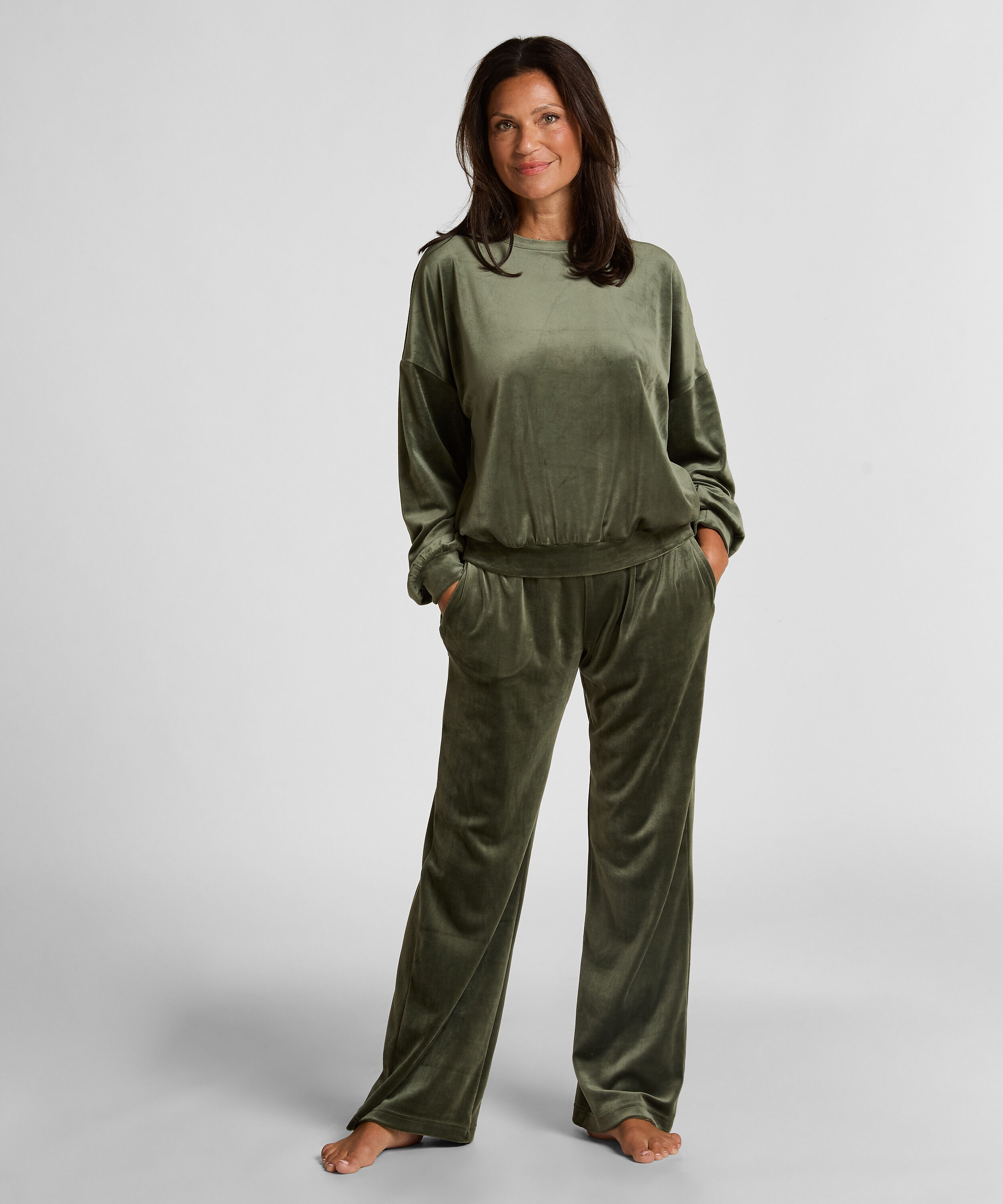 Velours pyjamabroek, Groen