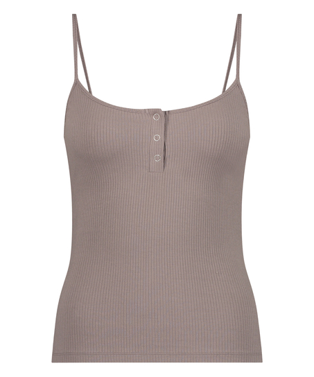 Top sans manches Rib, Brun