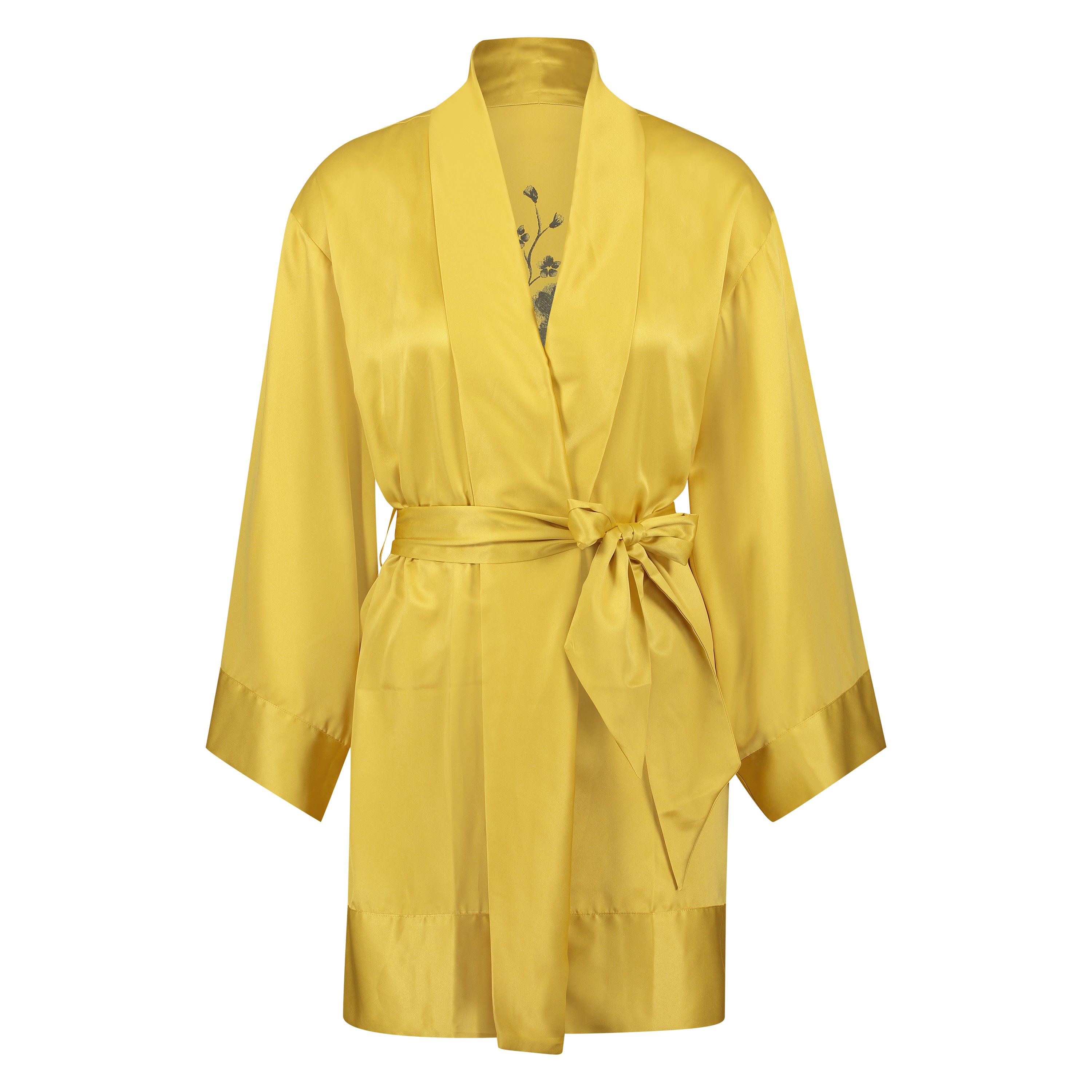 Kimono Satin Flower, Jaune, main