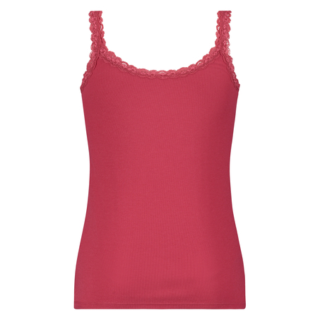 Singlet top cami rib lace, Rood