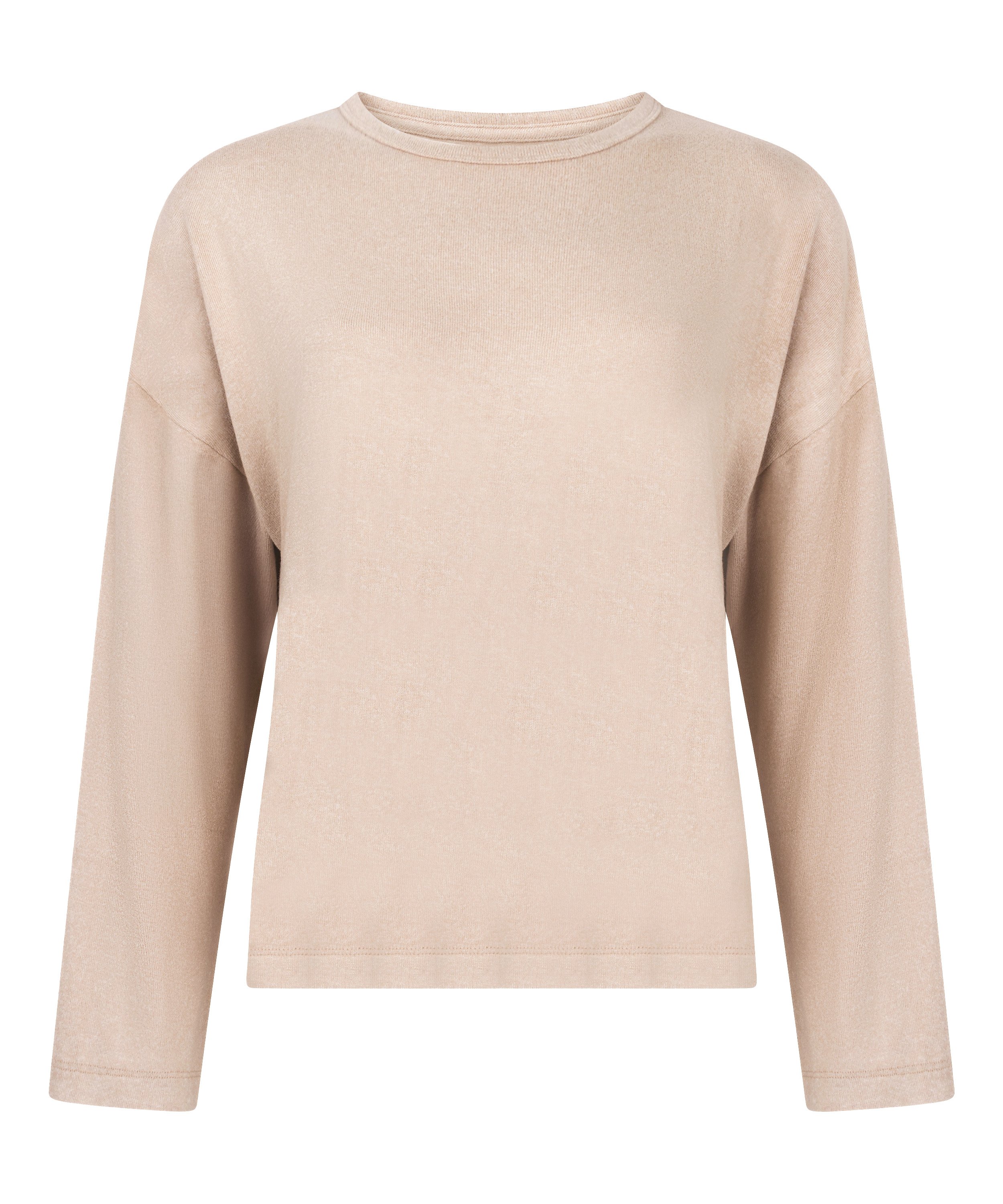 Pyjama top lange mouwen jersey, Beige, main