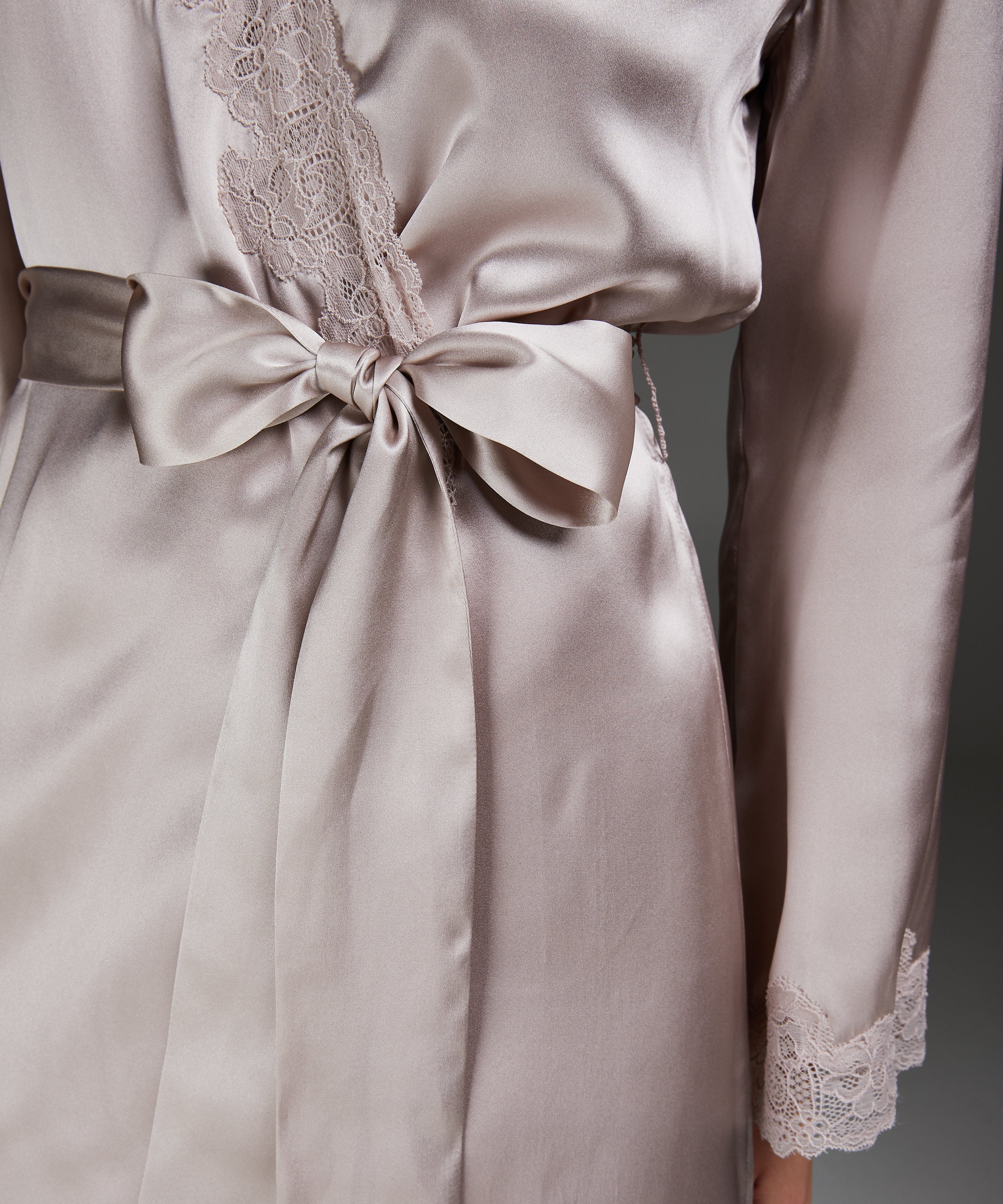 Kimono zijde lace trim, Roze, main