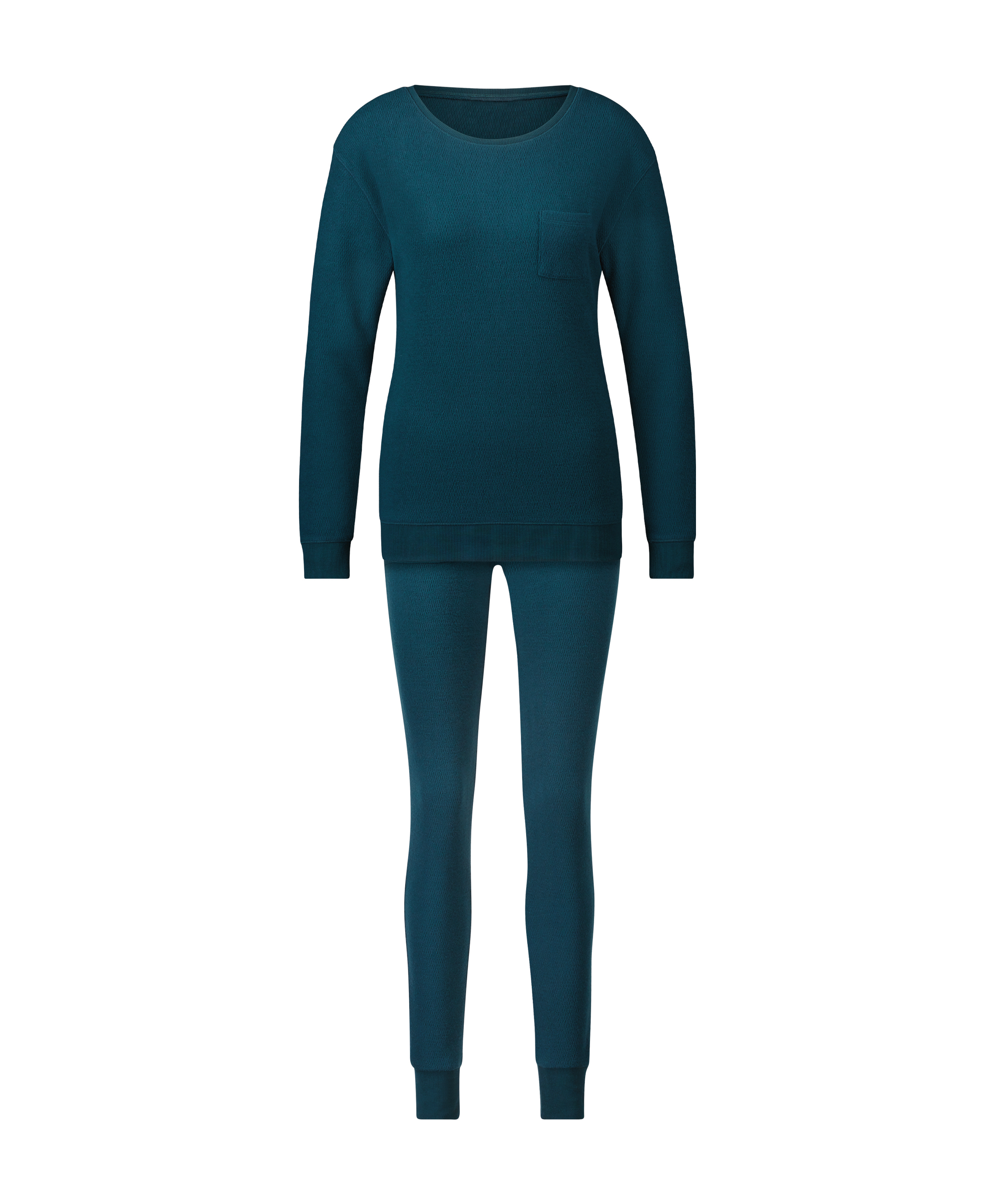 Pyjama Waffle Placket, Blauw, main