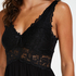 Slipdress Modal lace, Zwart