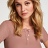 Pyjama top Henley, Bruin