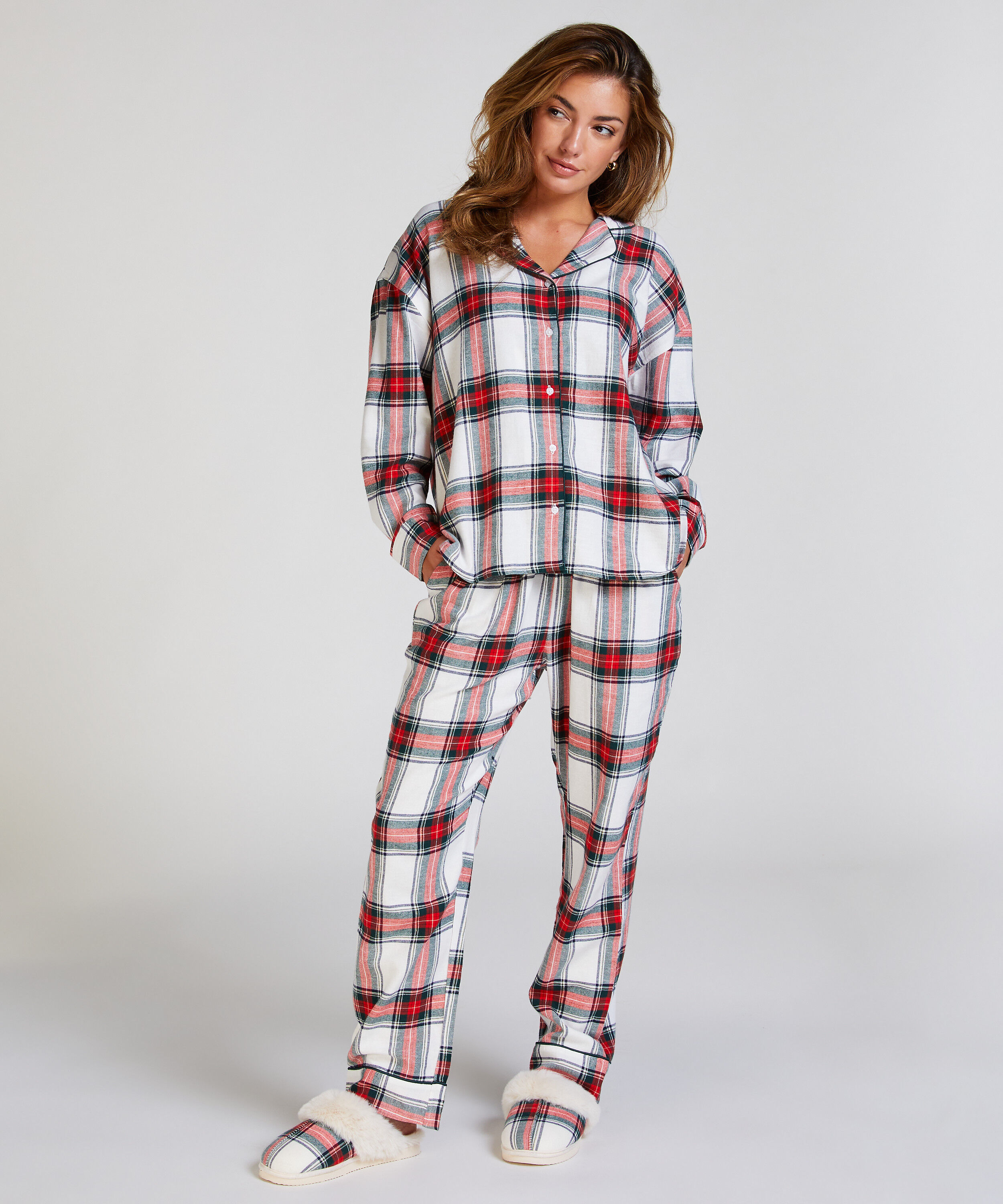Pyjamatop Flannel, Wit