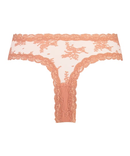 Slip br&eacute;silien V-shape mesh, Rose