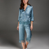Pyjama jasje zijde, Blauw
