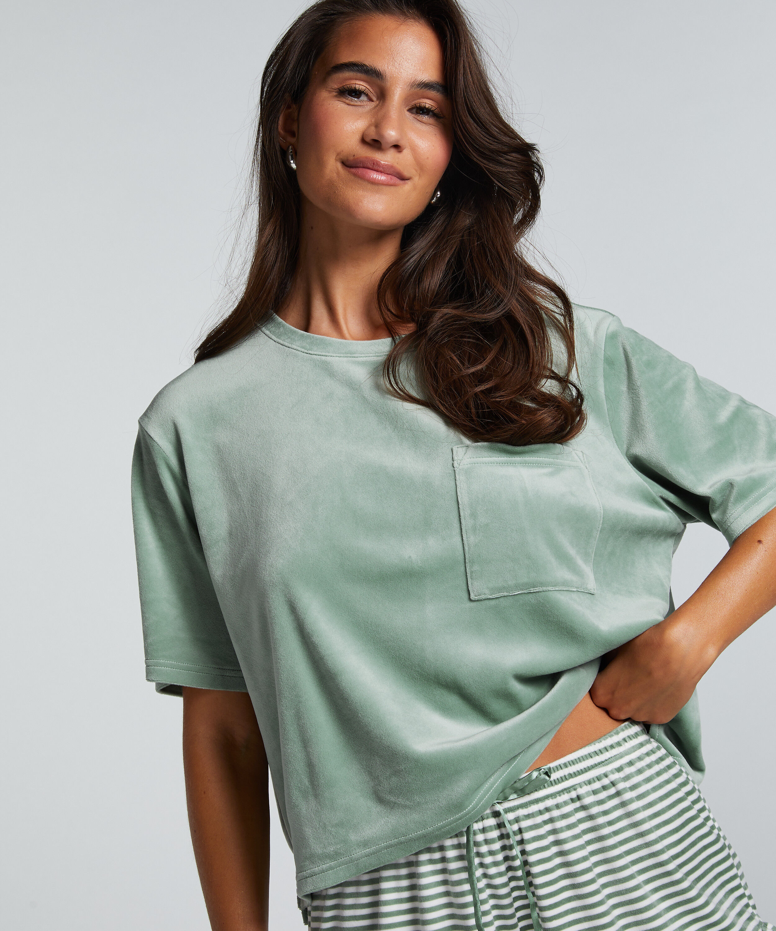 Top Velours Pocket, Groen