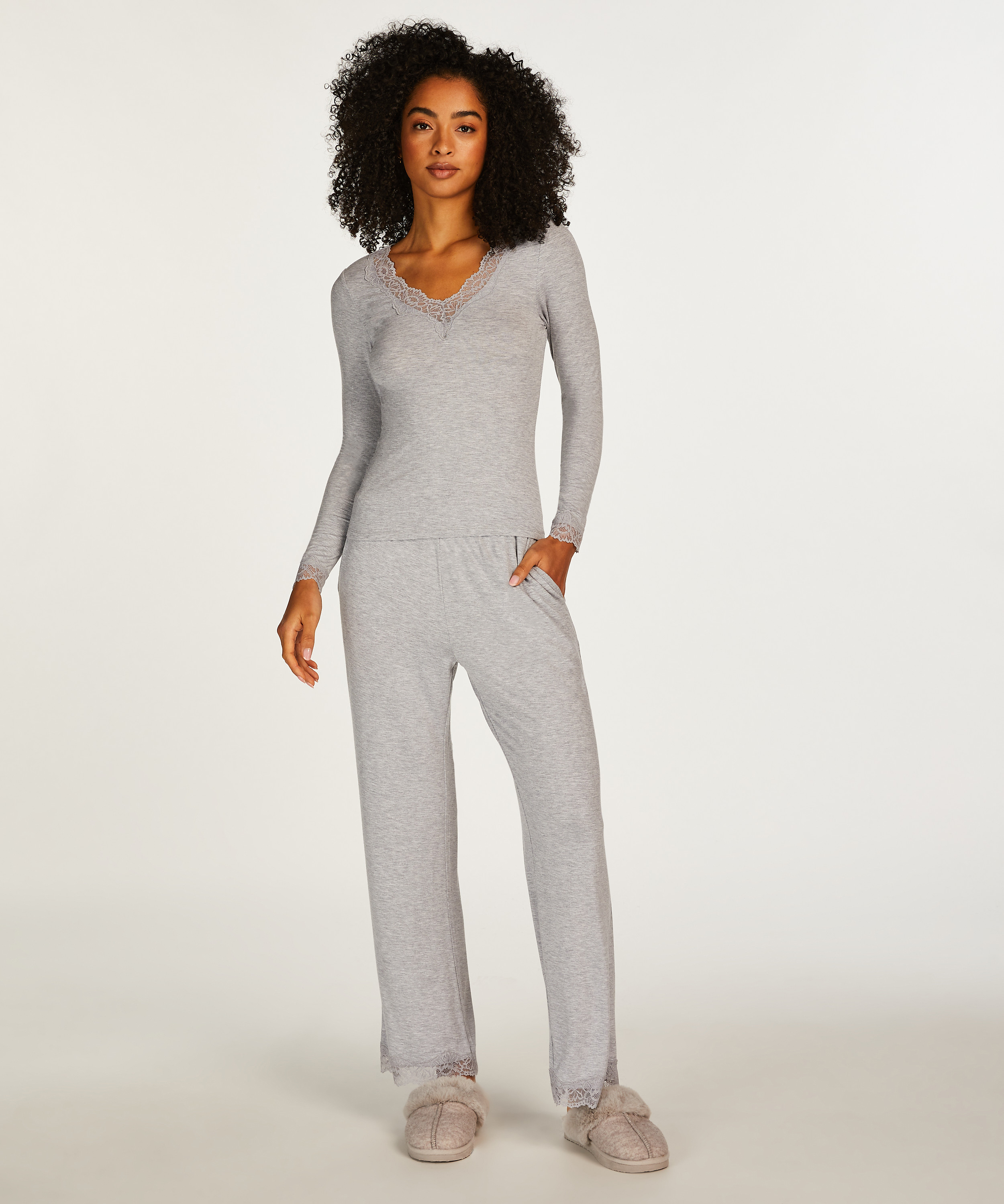 Ensemble de pyjama, Gris, main