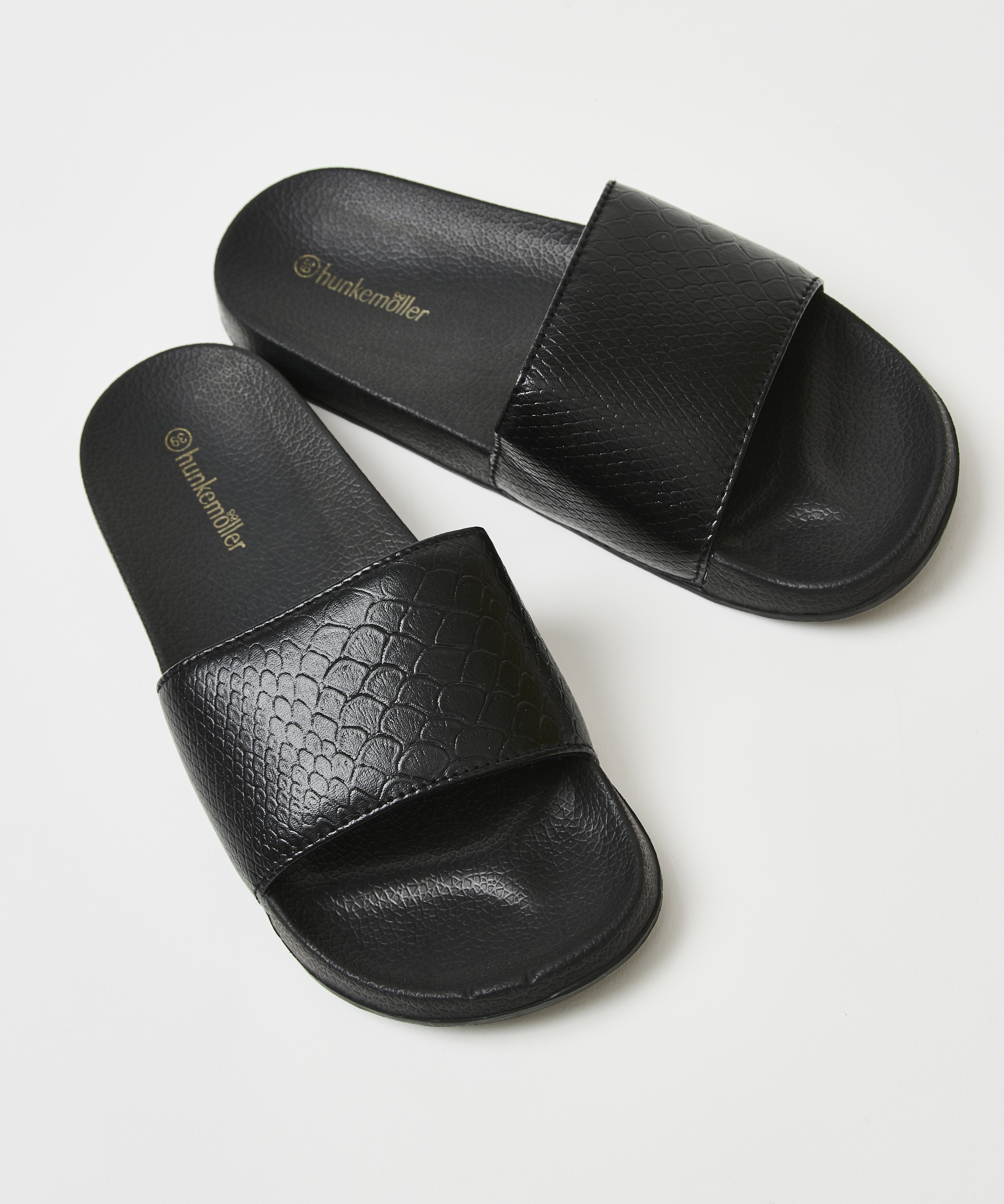 Slippers slangenprint, Zwart, main