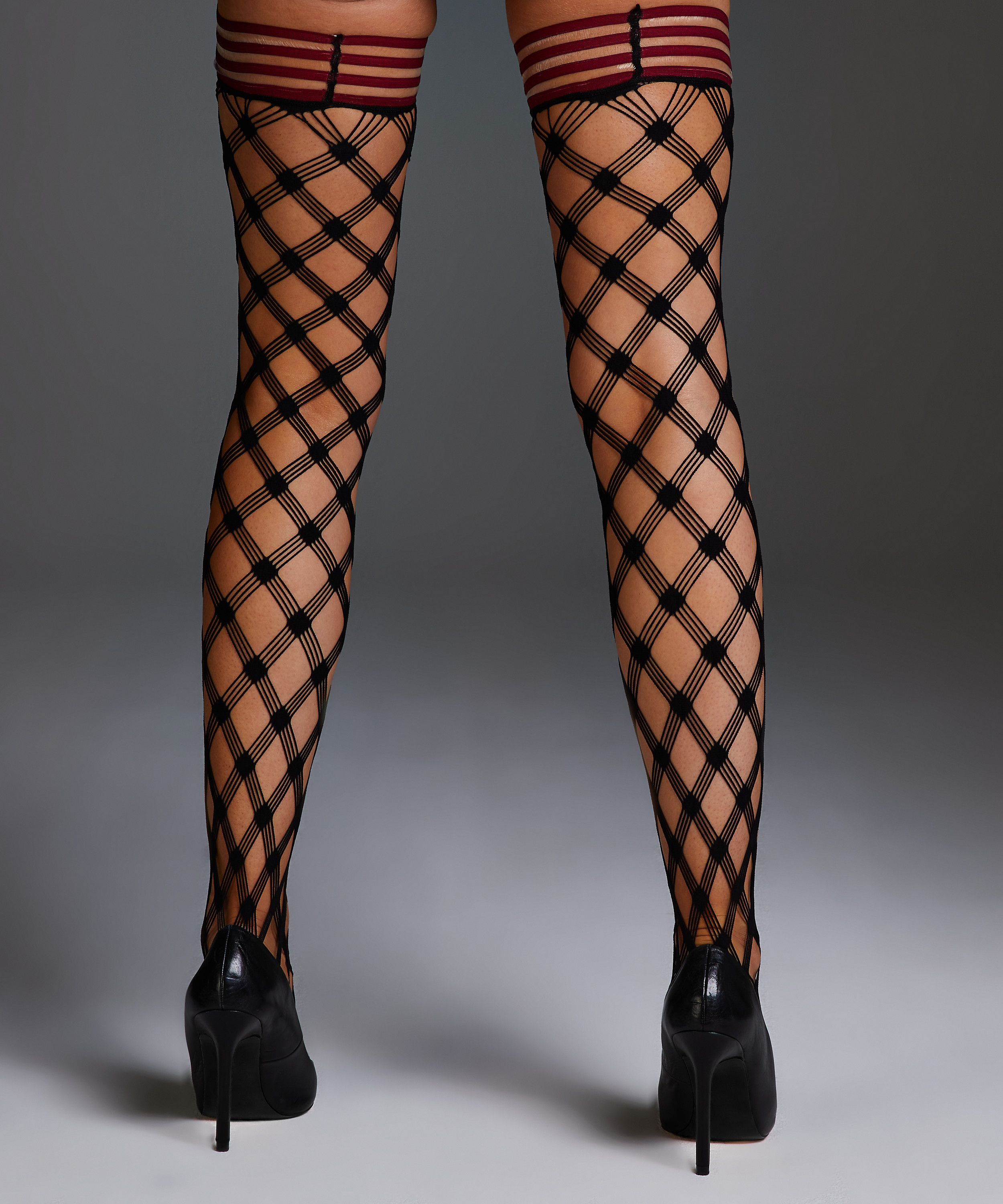 Stay-up Private Fishnet Crystal, Rood, main