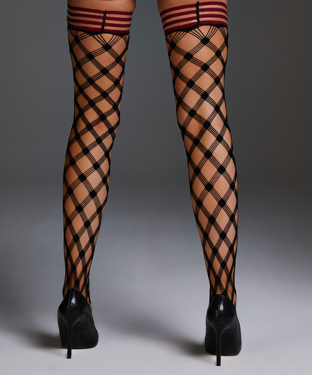 Stay-up Private Fishnet Crystal, Rood