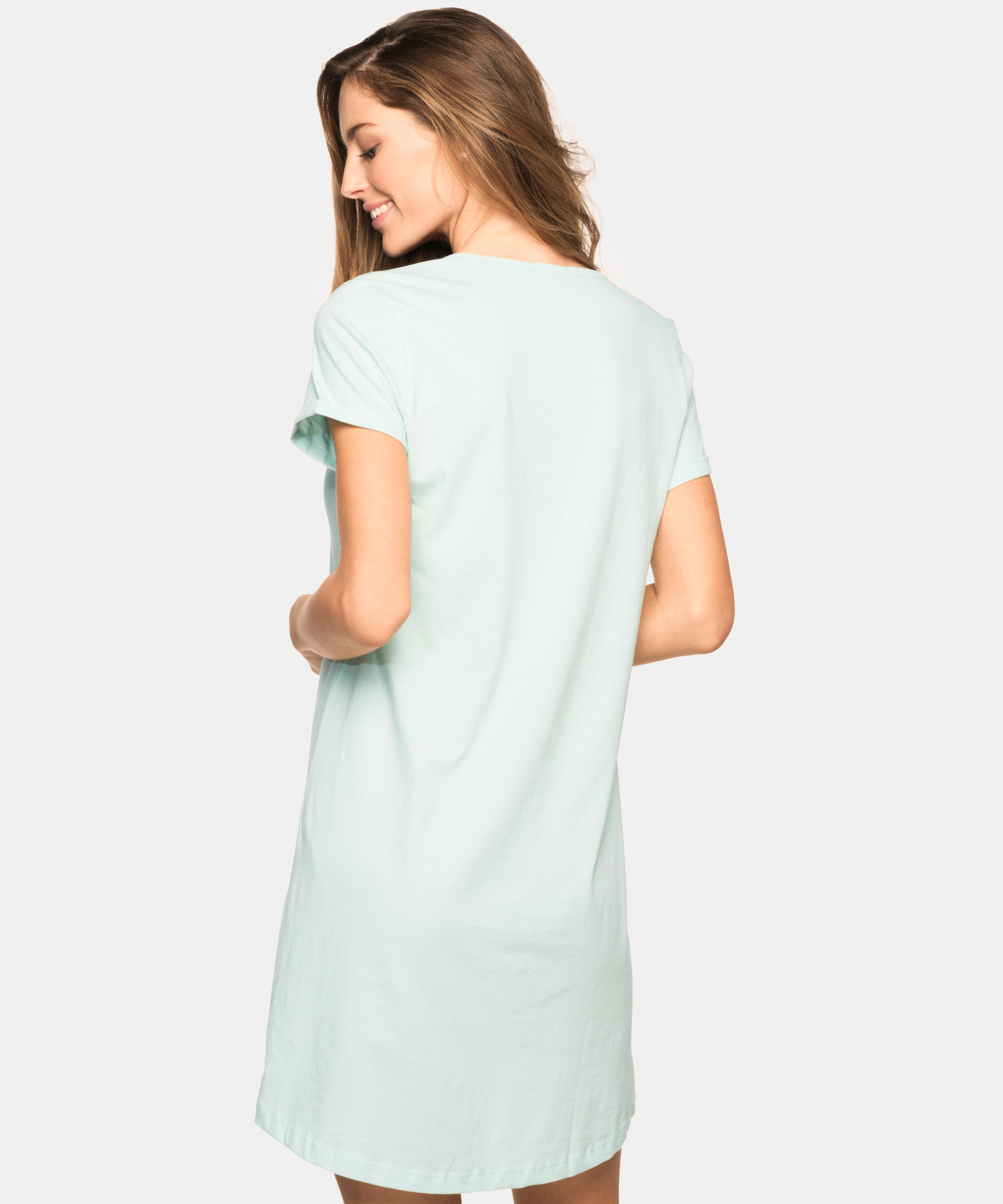 Chemise de nuit col en V, Vert, main