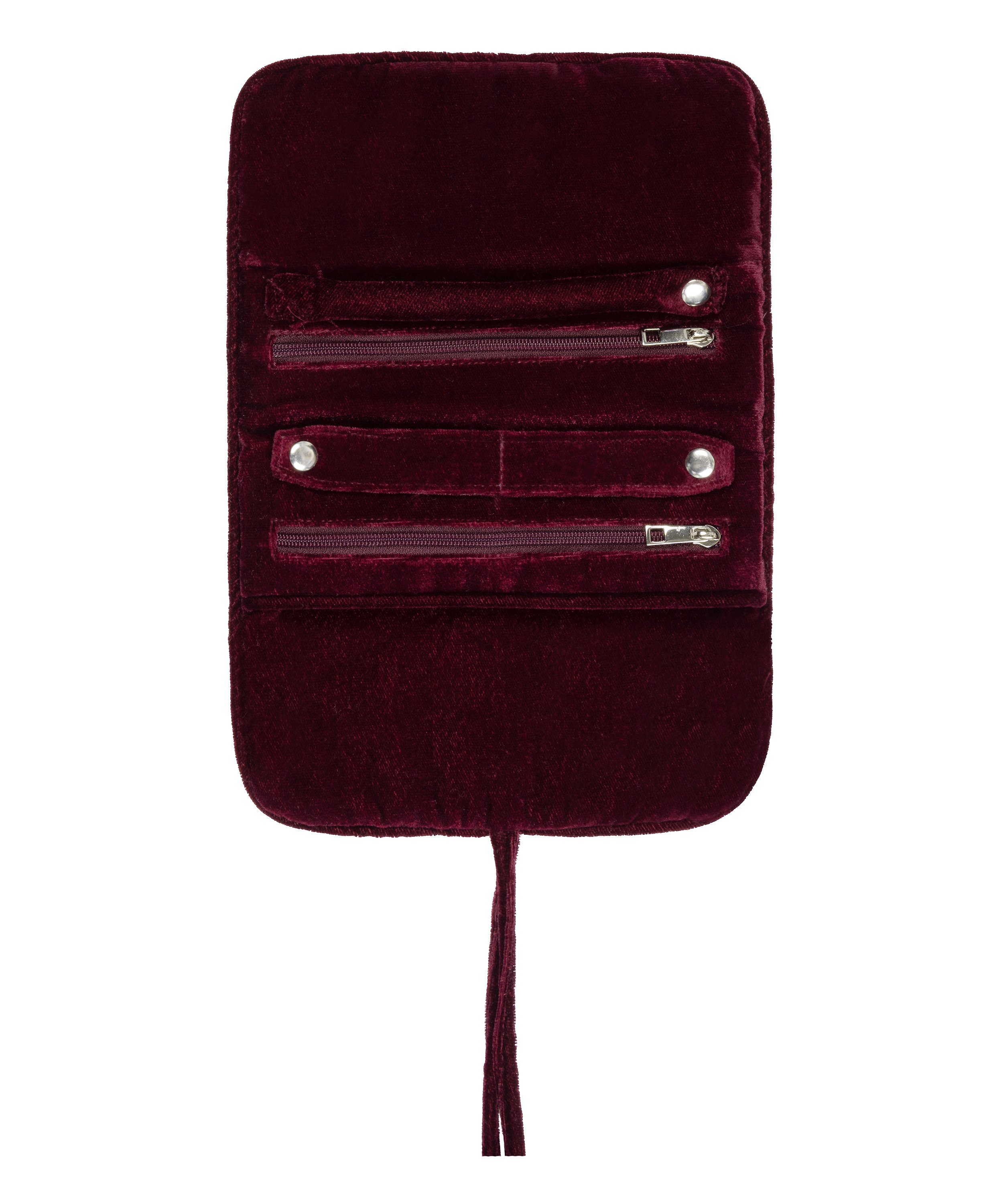 Pochette perl&eacute;e pour bijoux, Pourpre, main