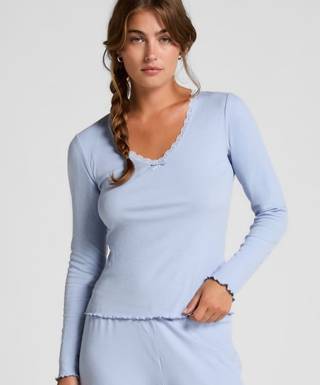 Top en jersey côtelé, Bleu