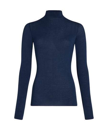 super soft Turtleneck shirt met Cashmere, Blauw