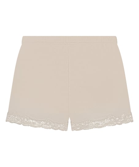 Short en velours à dentelle, Beige