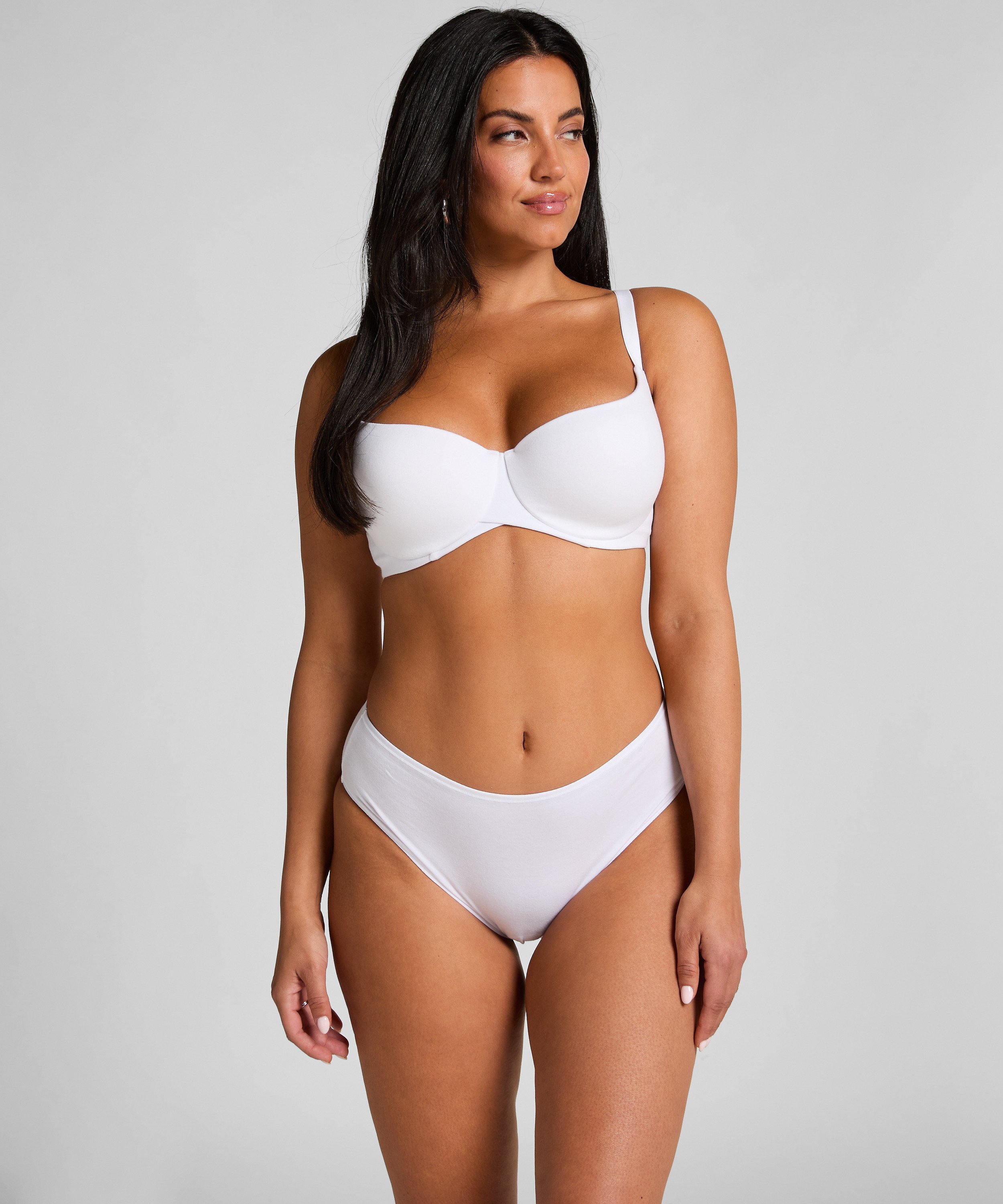 Culotte br&eacute;silienne jambe haute coton, Blanc, main