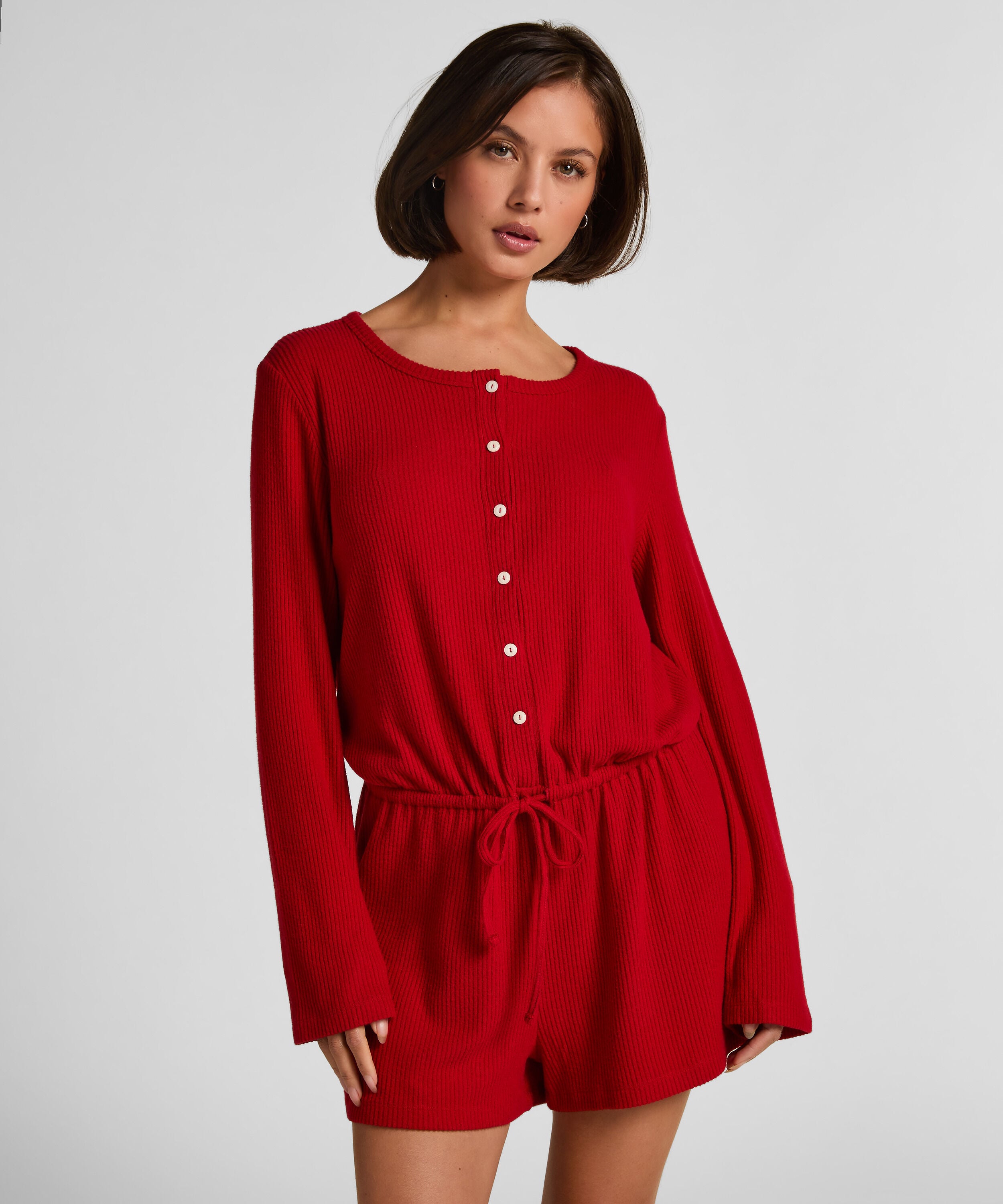Korte geribde jersey onesie