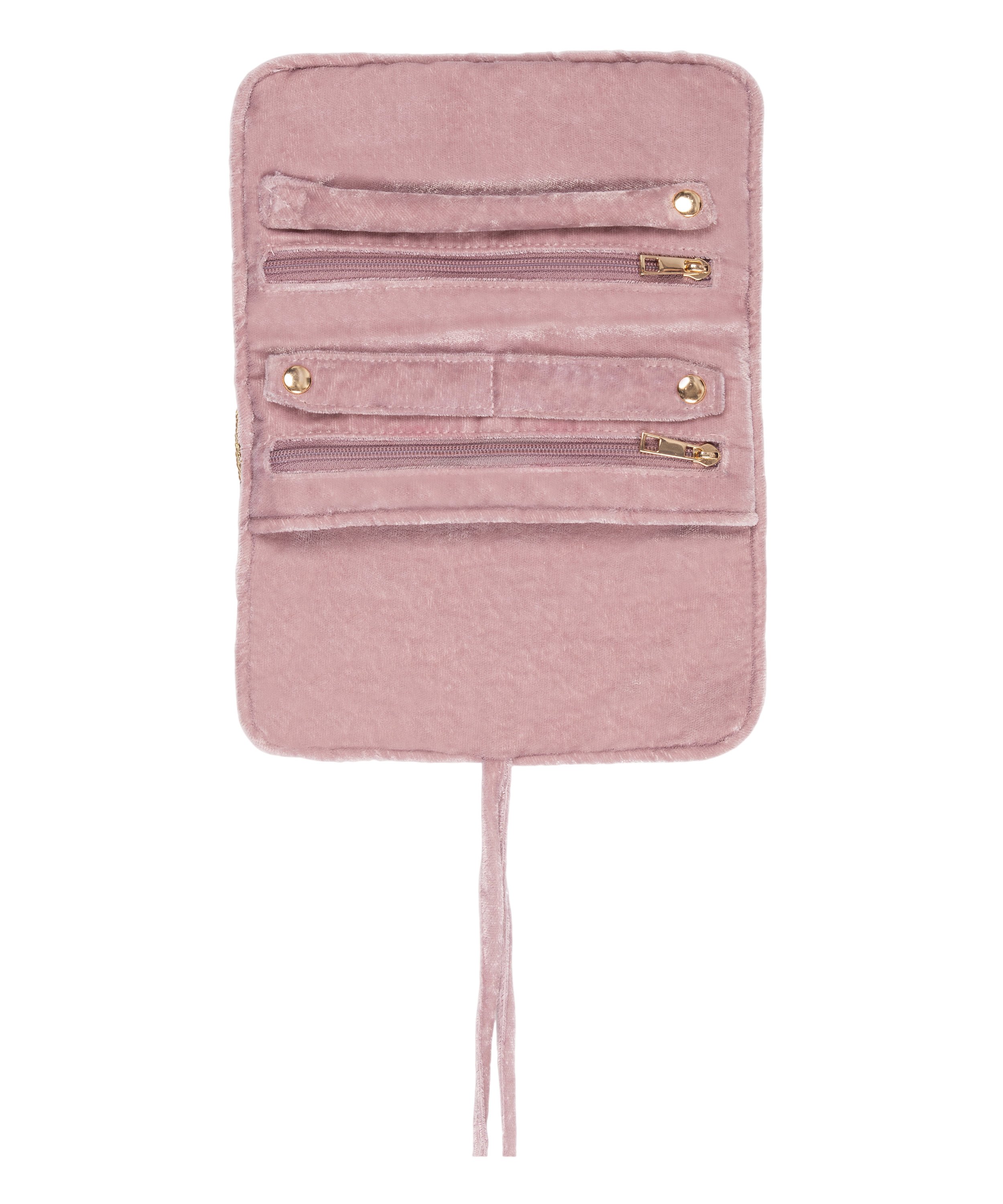 Pochette perl&eacute;e pour bijoux, Rose, main