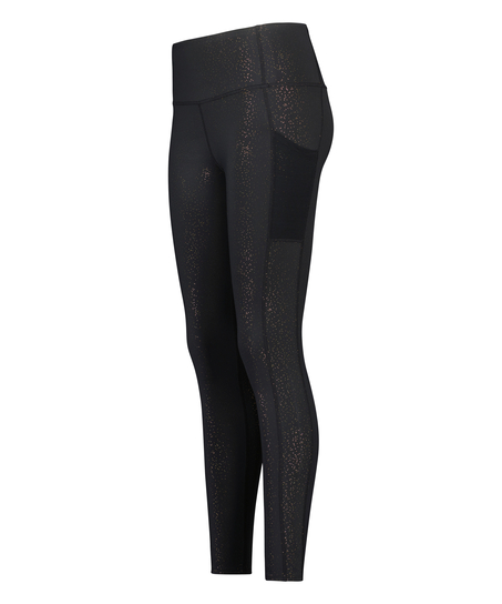 HKMX High waisted sportlegging Gouden Glitter, Zwart