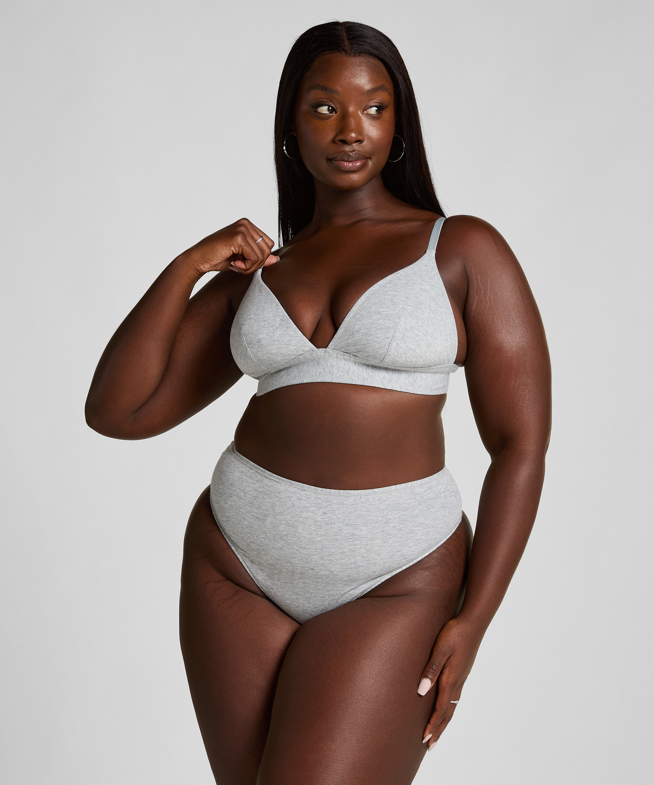 Katoenen bralette, Grijs, main