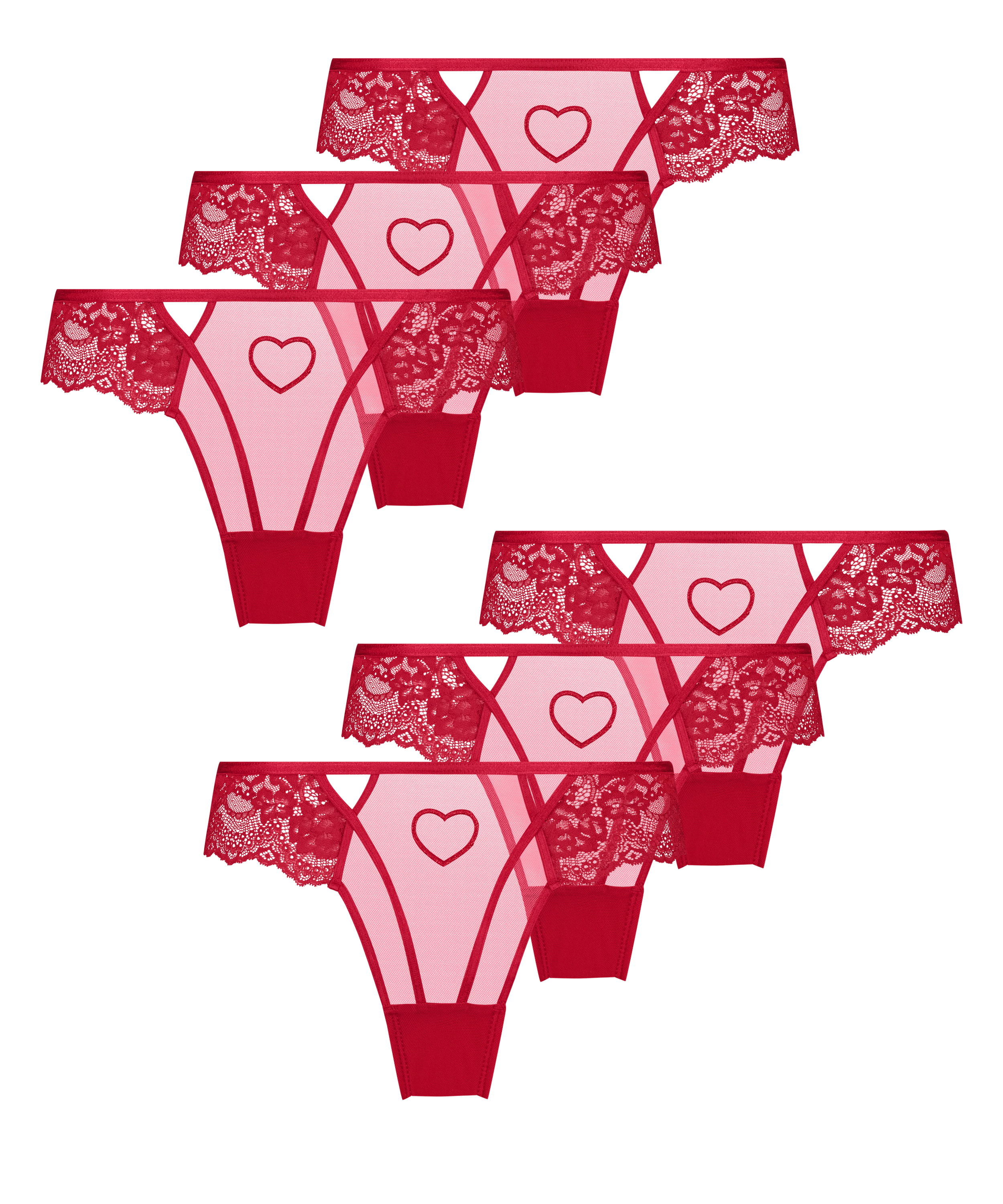 Lot de 6 slips br&eacute;siliens, Rouge, main