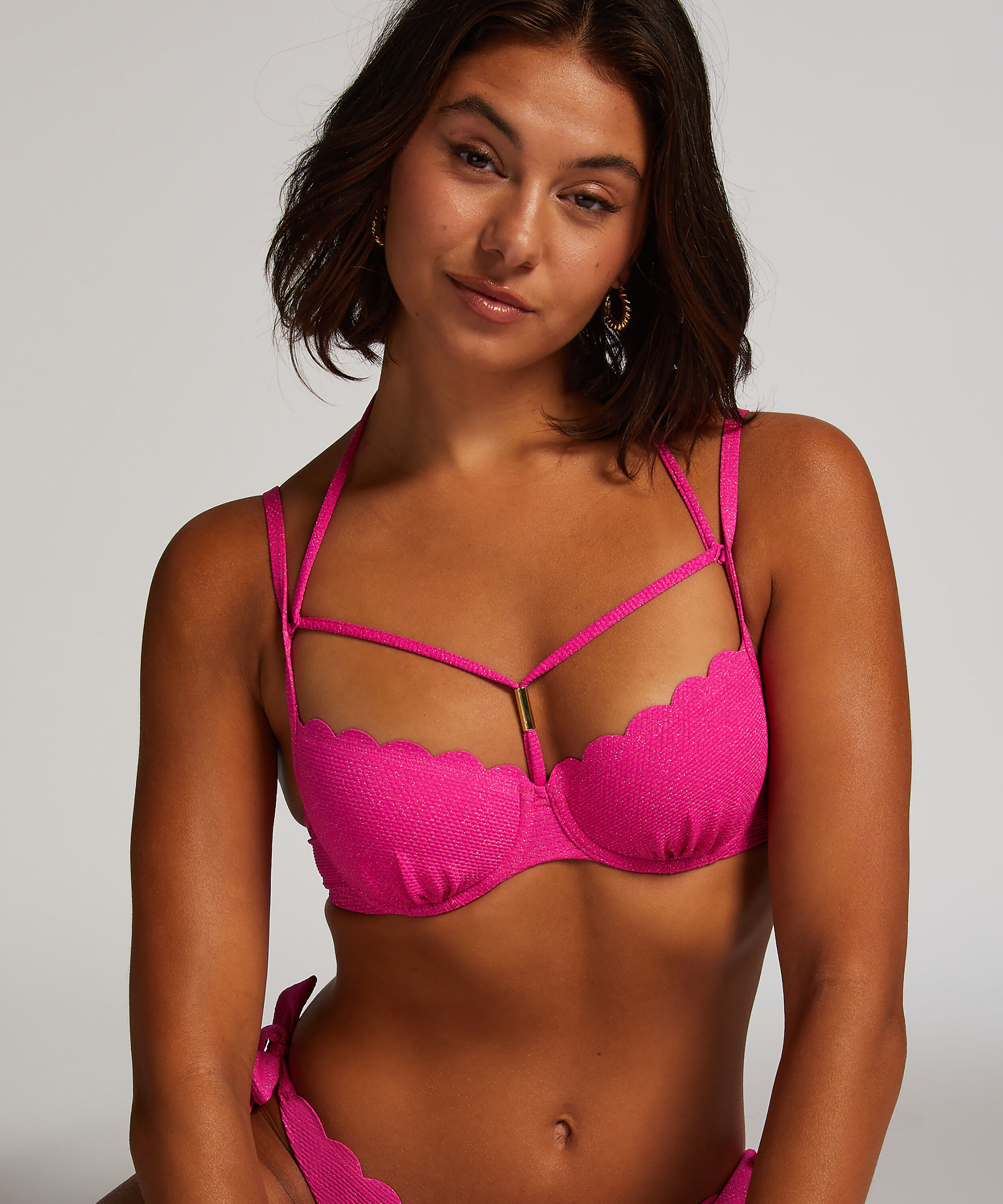 Bikinitop Scallop Lurex, Roze Bikinitop Scallop Lurex, Roze