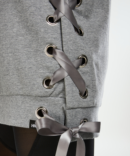 HKMX Sweater lace up, Grijs