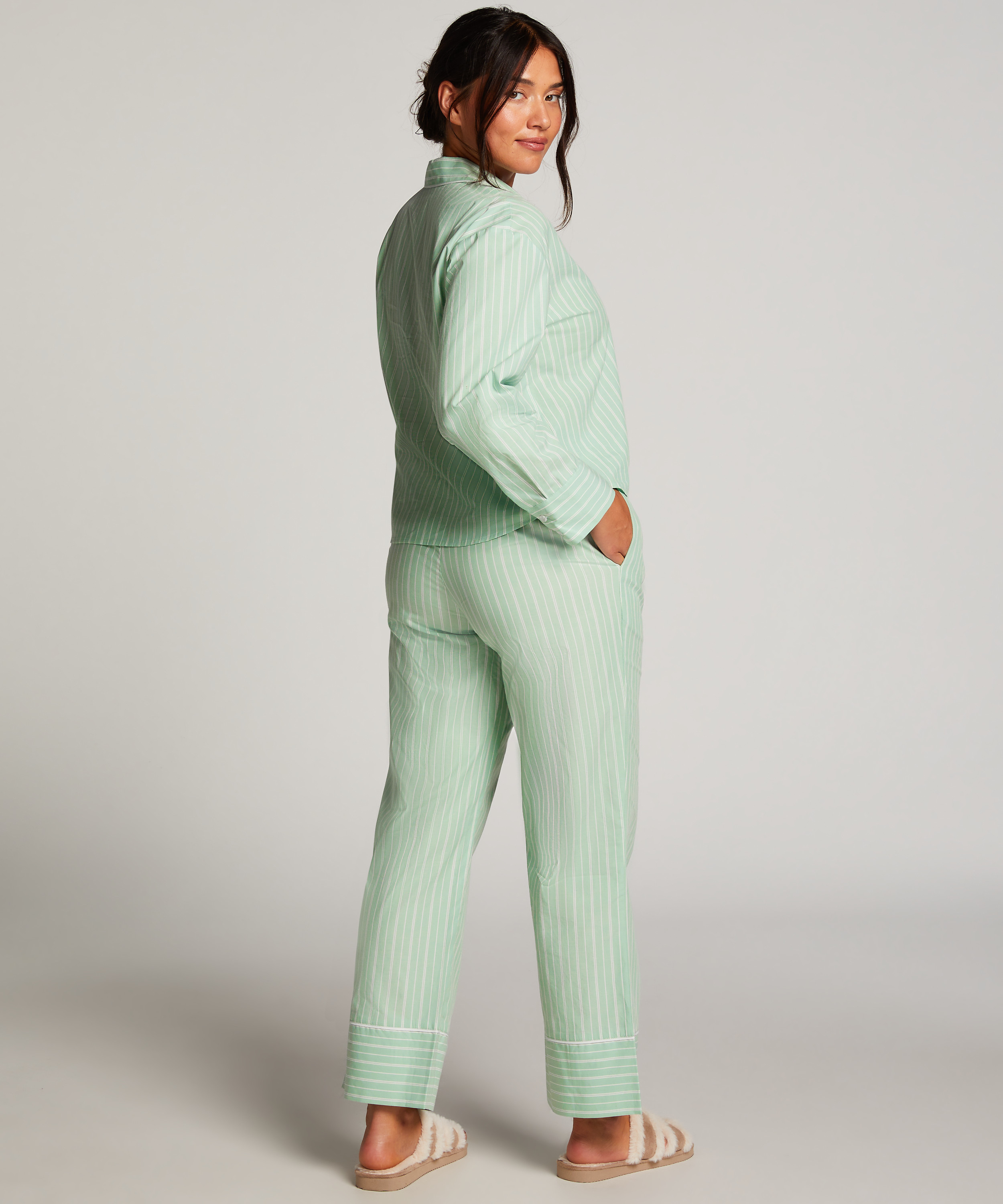 Pantalon de pyjama en Coton, Vert, main