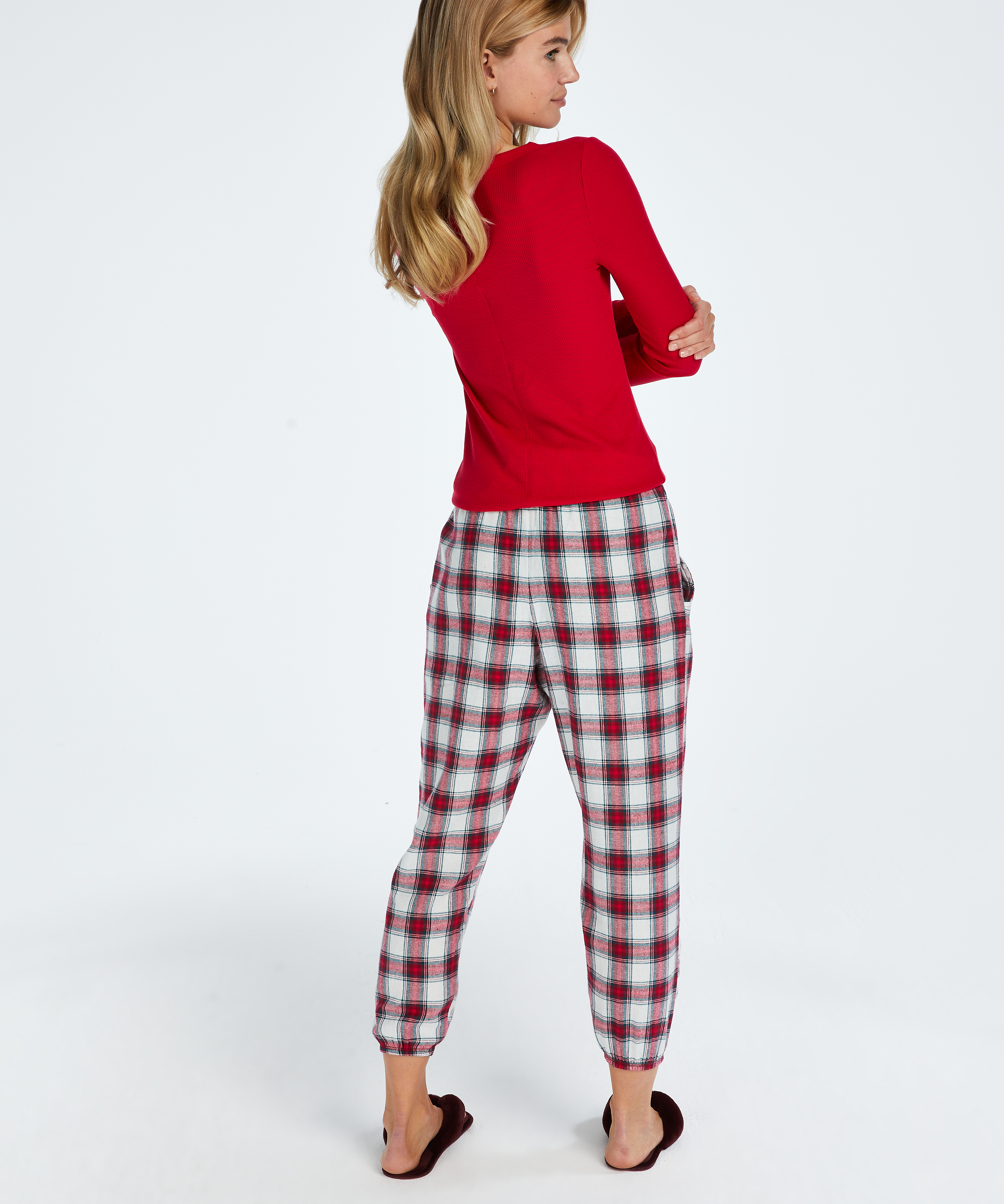Petite Pyjamabroek Twill Check, Rood, main