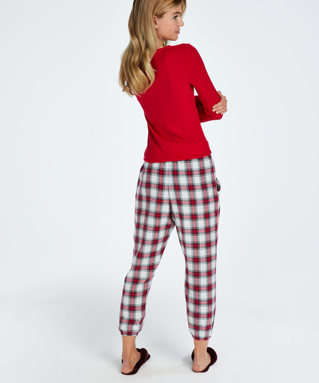 Petite Pyjamabroek Twill Check, Rood