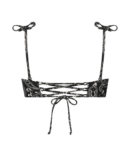 Bikini croptop Paisley, Zwart
