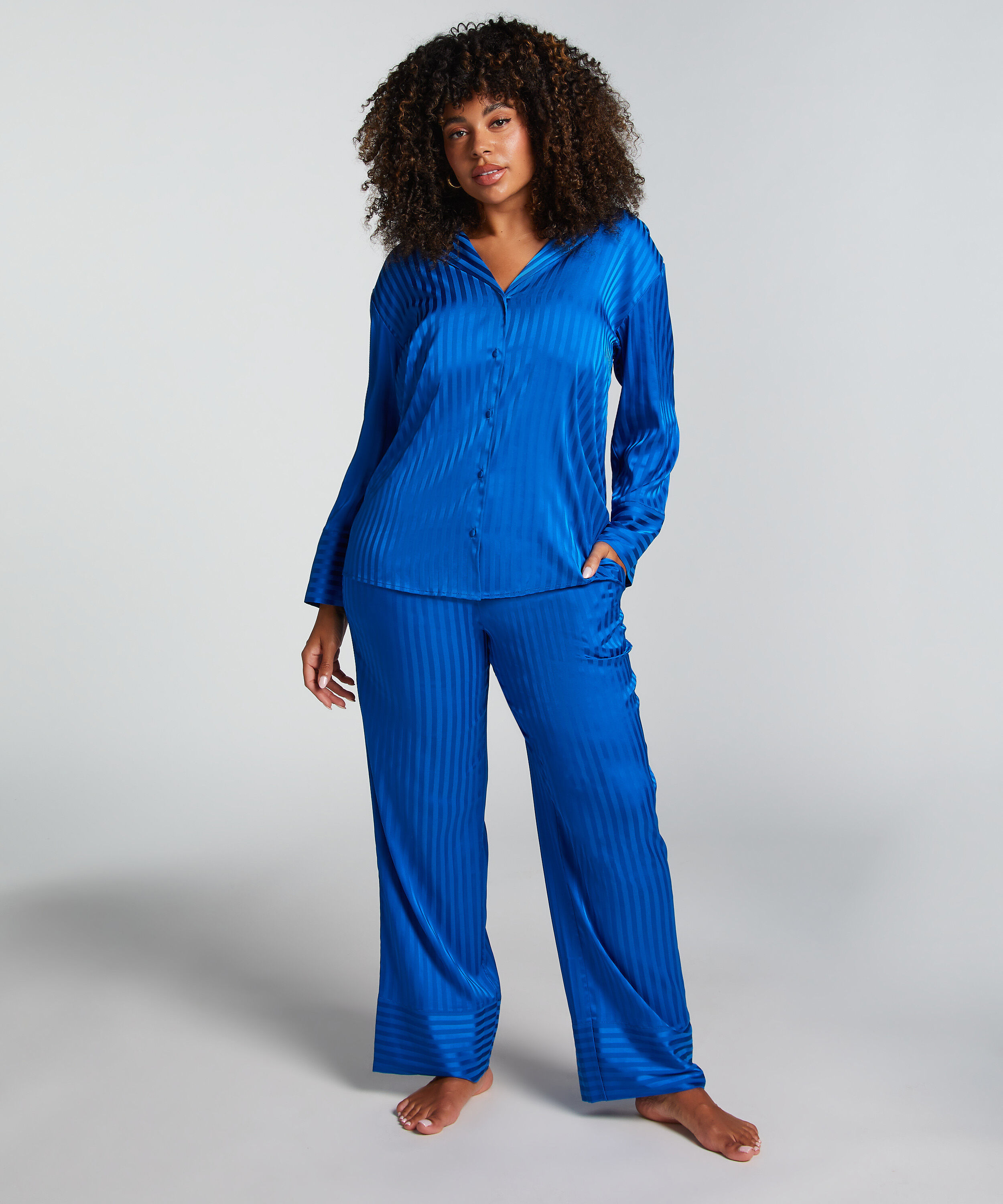 Jacket lange mouwen Satijn, Blauw