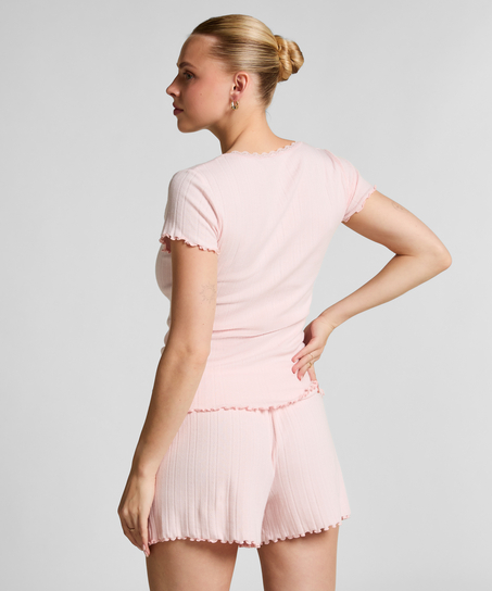 Pointelle short, Roze