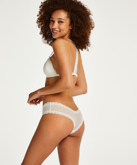 Slip br&eacute;silien V-shape mesh, Blanc
