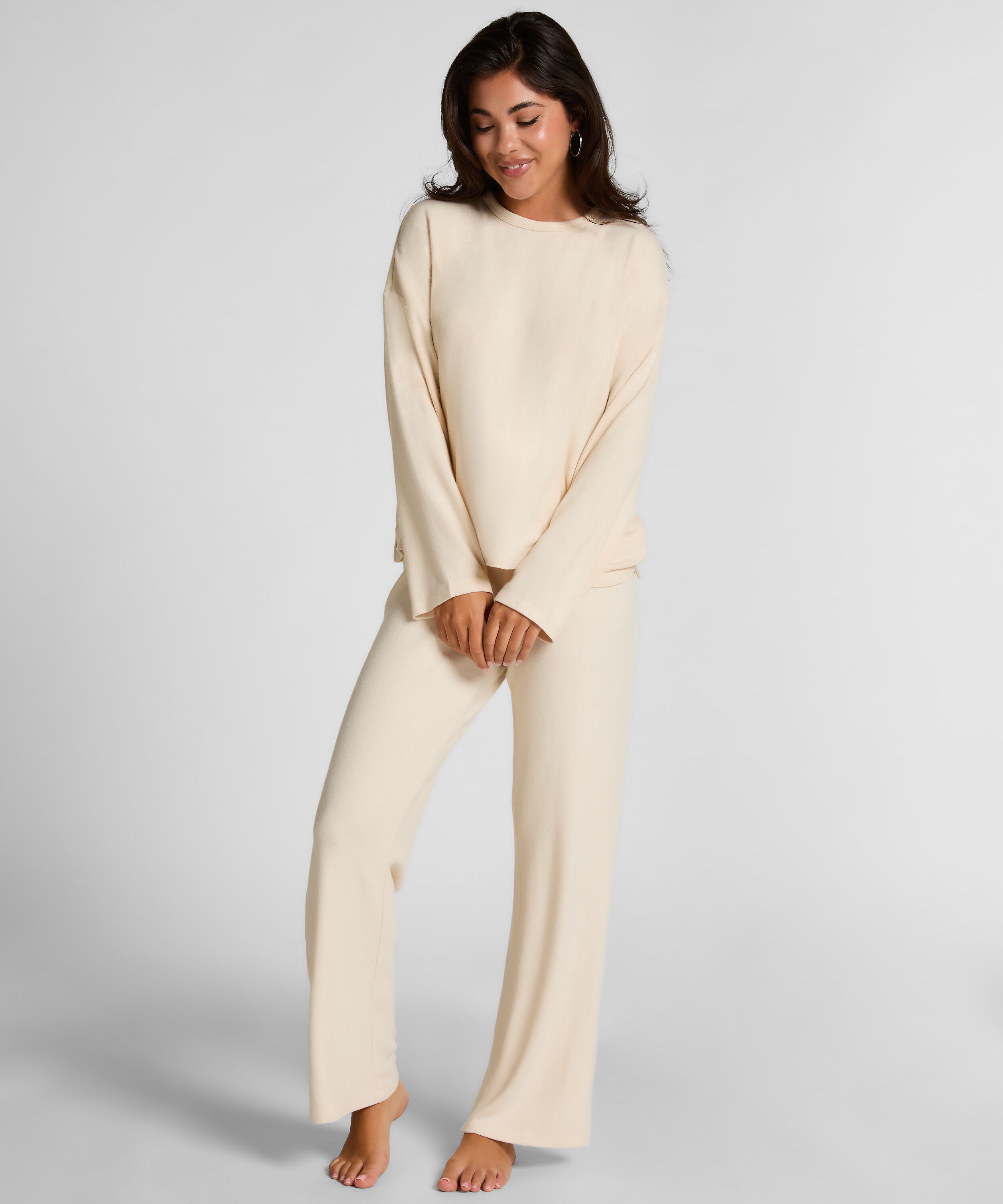Broek Brushed Jersey, Wit