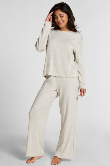Hunkemöller Pyjamabroek Loose Pointelle Grijs