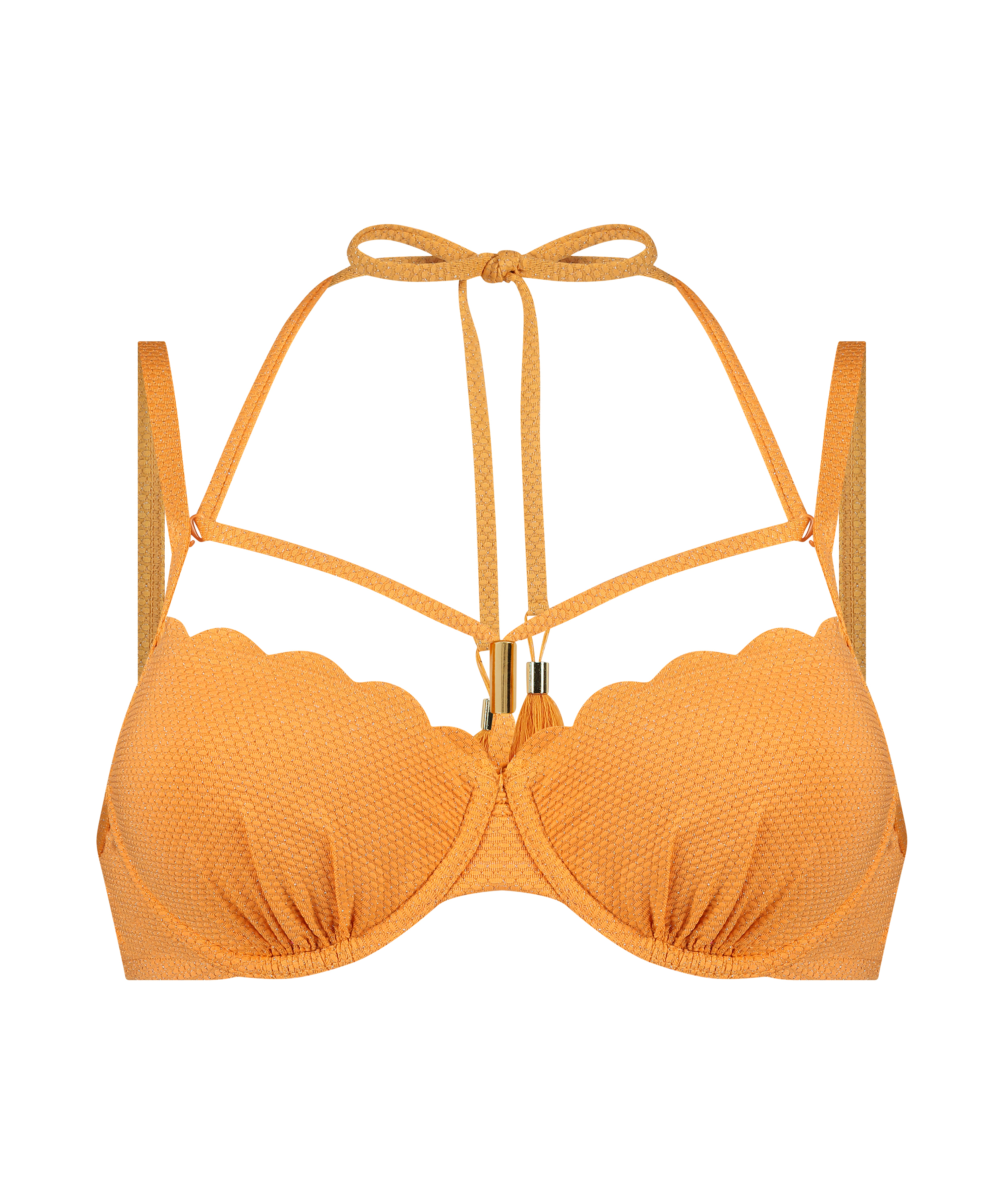 Bikinitop Scallop Lurex, Oranje, main
