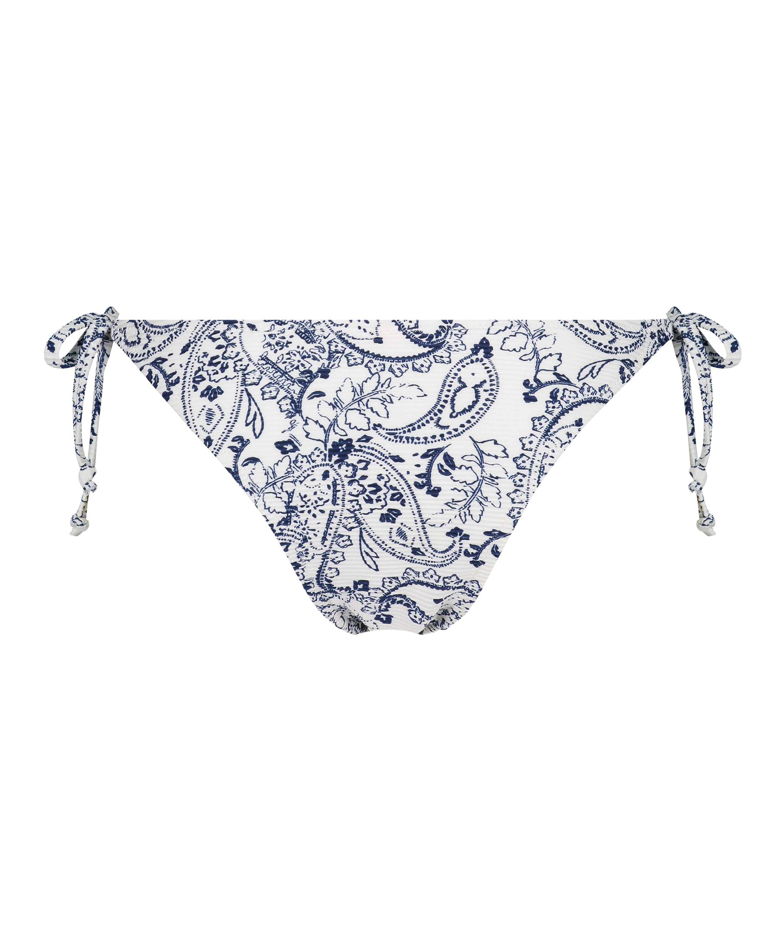 Bas de bikini brésilien tanga Paisley, Blanc, main